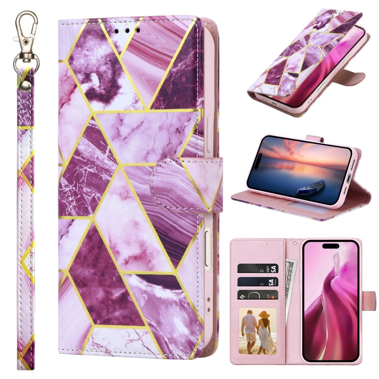 Marble Bronzing Stitching Leather Phone Case