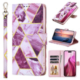 Marble Bronzing Stitching Leather Phone Case