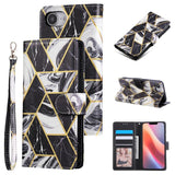 Marble Bronzing Stitching Leather Phone Case