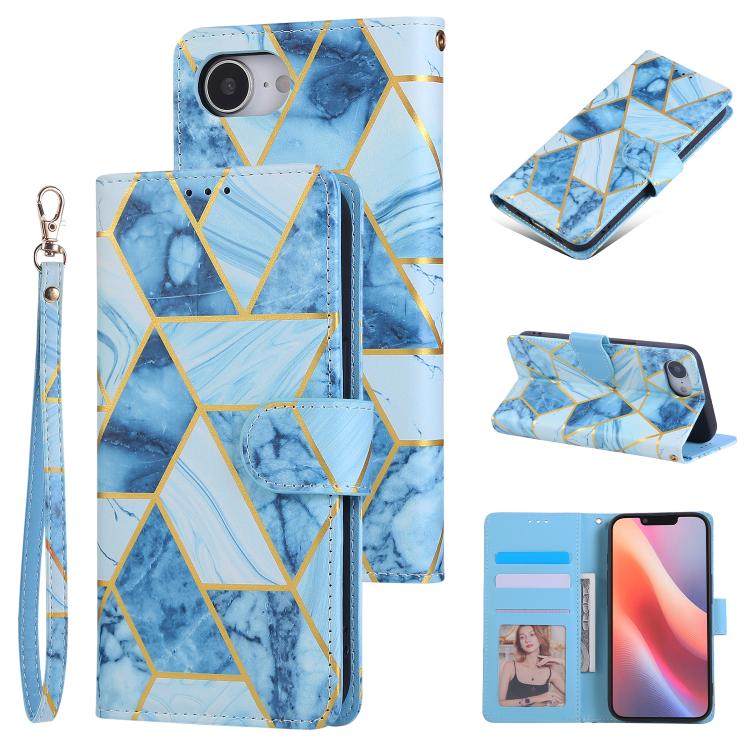 Marble Bronzing Stitching Leather Phone Case