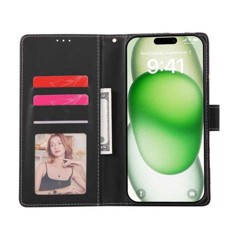 Marble Bronzing Stitching Leather Phone Case