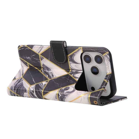 Marble Bronzing Stitching Leather Phone Case