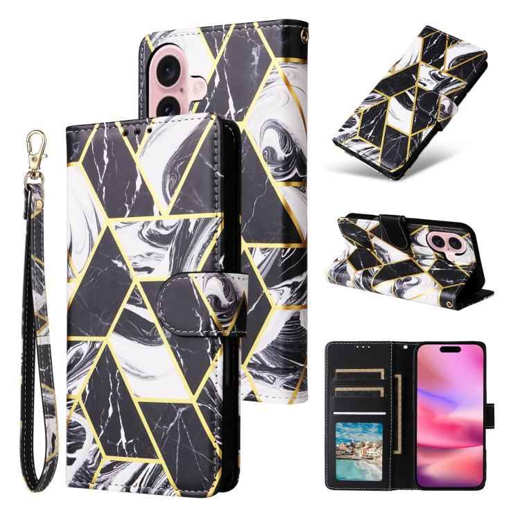 Marble Bronzing Stitching Leather Phone Case