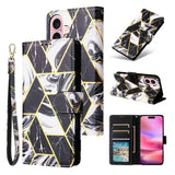 Marble Bronzing Stitching Leather Phone Case