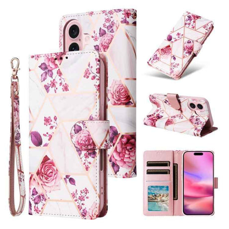 Marble Bronzing Stitching Leather Phone Case
