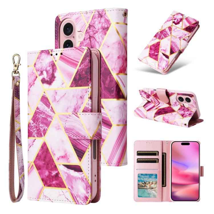 Marble Bronzing Stitching Leather Phone Case
