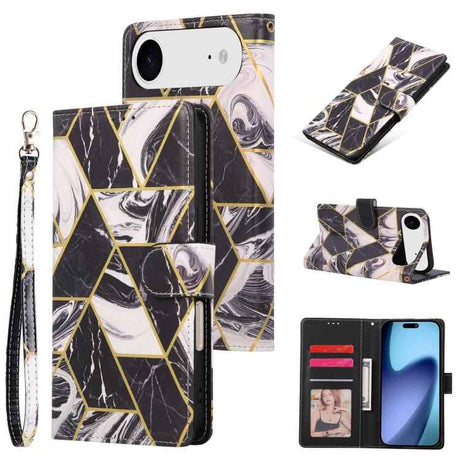 Marble Bronzing Stitching Leather Phone Case
