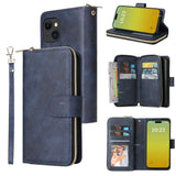 9 Card Slots Zipper Wallet Bag Leather Phone Case