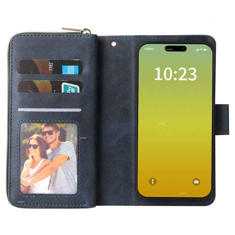 9 Card Slots Zipper Wallet Bag Leather Phone Case