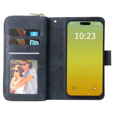 9 Card Slots Zipper Wallet Bag Leather Phone Case