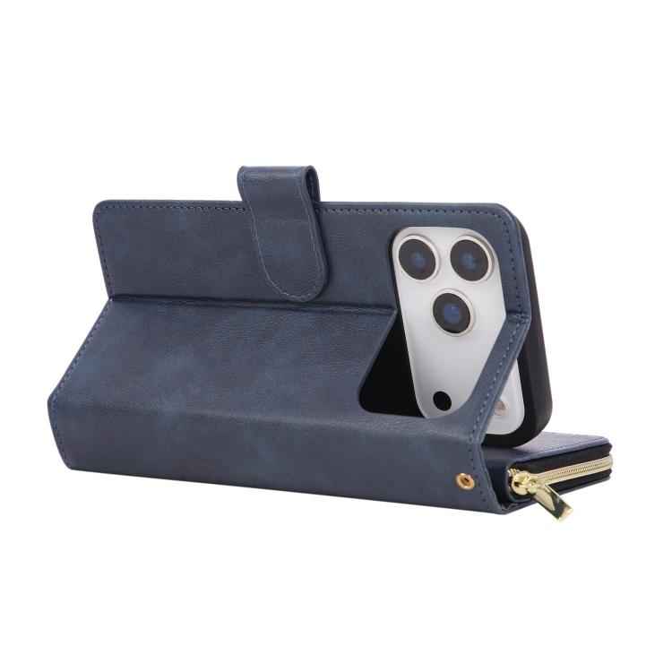 9 Card Slots Zipper Wallet Bag Leather Phone Case