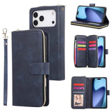 9 Card Slots Zipper Wallet Bag Leather Phone Case