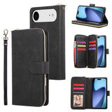9 Card Slots Zipper Wallet Bag Leather Phone Case