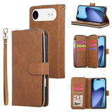 9 Card Slots Zipper Wallet Bag Leather Phone Case