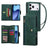 Rivet Buckle 9 Cards Three Fold Leather Phone Case