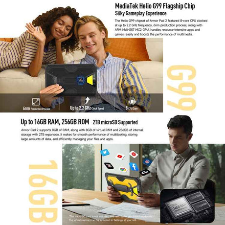 Ulefone Armor Pad 2 Rugged Tablet PC, 16GB+256GB 11 inch Android 13 MediaTek Helio G99 Octa Core 4G Network