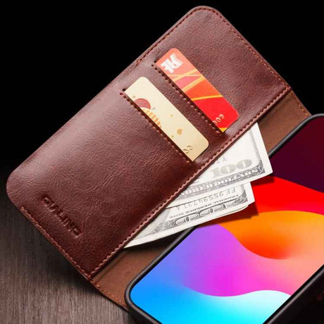 QIALINO Classic 103 Buckle Genuine Leather Phone Case