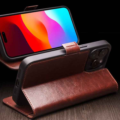 QIALINO Classic 103 Buckle Genuine Leather Phone Case