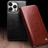 QIALINO Classic Genuine Leather Phone Case, For iPhone 15