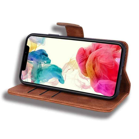 Mandala Embossed Dual-Fold Calf Leather Phone Case