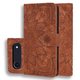 Mandala Embossed Dual-Fold Calf Leather Phone Case