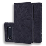 Mandala Embossed Dual-Fold Calf Leather Phone Case