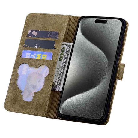 Cartoon Sakura Cat Embossed Leather Phone Case
