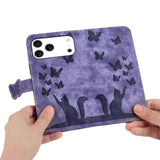 Butterfly Cat Embossing Flip Leather Phone Case