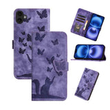 Butterfly Cat Embossing Flip Leather Phone Case