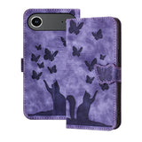 Butterfly Cat Embossing Flip Leather Phone Case