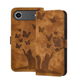 Butterfly Cat Embossing Flip Leather Phone Case