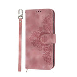 Skin-feel Flowers Embossed Wallet Leather Phone Case