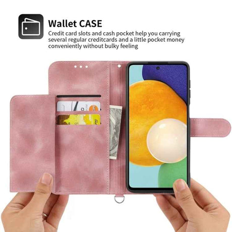 Skin-feel Flowers Embossed Wallet Leather Phone Case