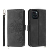 Skin-feel Flowers Embossed Wallet Leather Phone Case