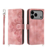 Skin-feel Flowers Embossed Wallet Leather Phone Case