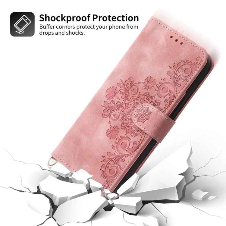 Skin-feel Flowers Embossed Wallet Leather Phone Case