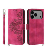 Skin-feel Flowers Embossed Wallet Leather Phone Case