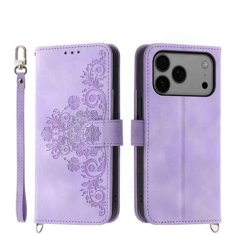 Skin-feel Flowers Embossed Wallet Leather Phone Case