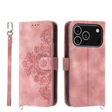 Skin-feel Flowers Embossed Wallet Leather Phone Case