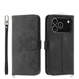 Skin-feel Flowers Embossed Wallet Leather Phone Case