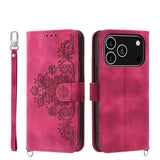 Skin-feel Flowers Embossed Wallet Leather Phone Case
