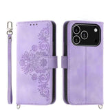Skin-feel Flowers Embossed Wallet Leather Phone Case
