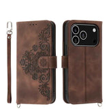 Skin-feel Flowers Embossed Wallet Leather Phone Case
