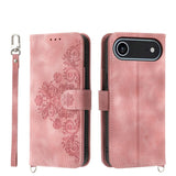 Skin-feel Flowers Embossed Wallet Leather Phone Case