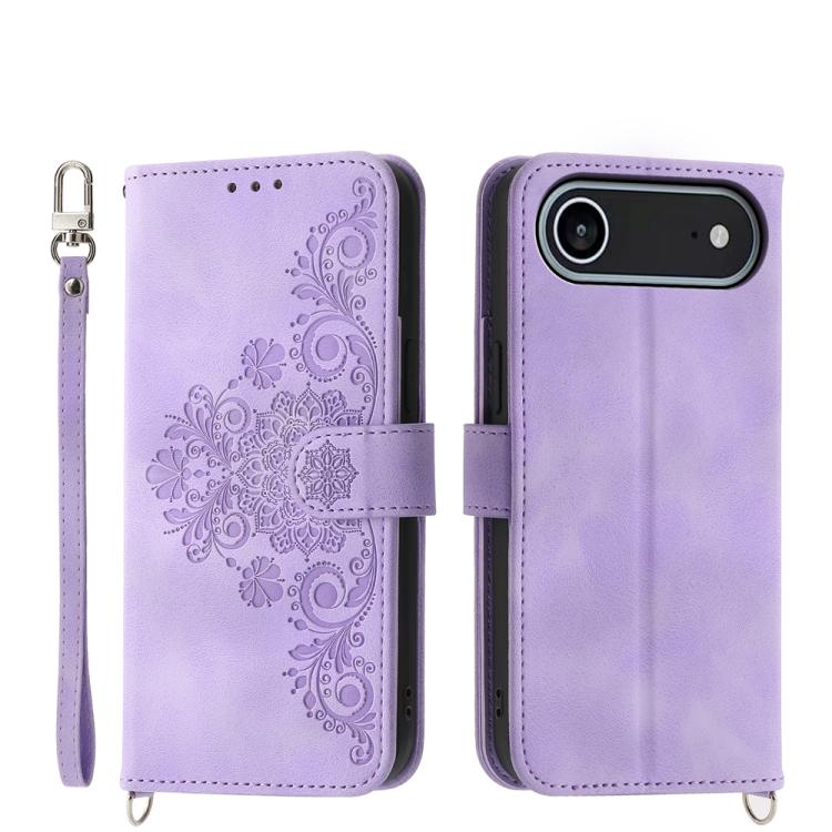 Skin-feel Flowers Embossed Wallet Leather Phone Case