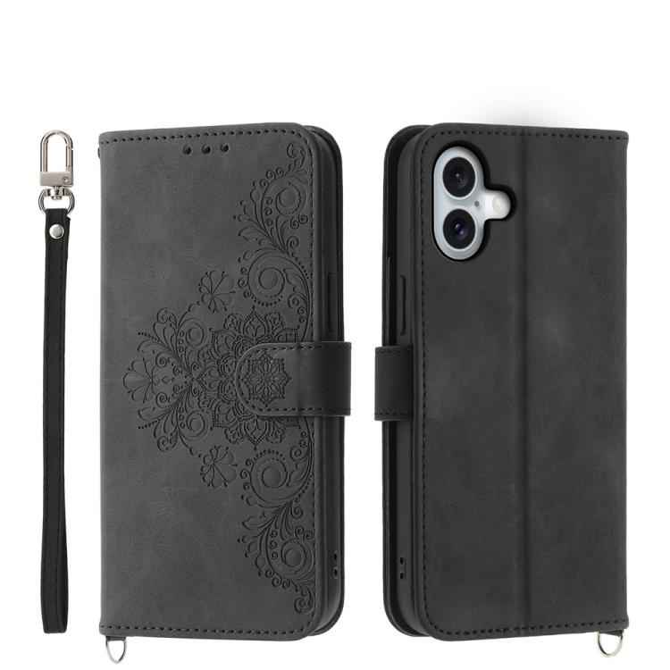 Skin-feel Flowers Embossed Wallet Leather Phone Case