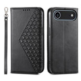 Cubic Grid Calf Texture Magnetic Leather Phone Case