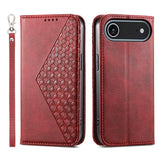 Cubic Grid Calf Texture Magnetic Leather Phone Case