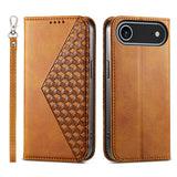 Cubic Grid Calf Texture Magnetic Leather Phone Case