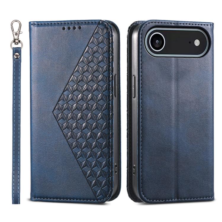 Cubic Grid Calf Texture Magnetic Leather Phone Case